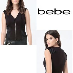 BEBE Black Pintuck Vest Size: 6 Like New